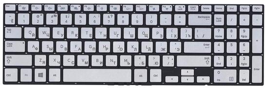 Клавиатура для ноутбука Samsung (NP880Z5E, NP780Z5E, NP870Z5E, NP770Z5E, NP670Z5E) с подсветкой (Light), Silver, (No Frame), RU - фото 2