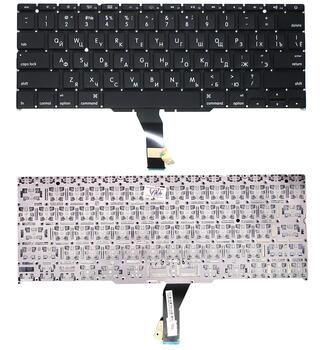 Клавиатура для ноутбука Apple MacBook Air 2011+ A1370 (2010, 2011 года), A1465 (2012, 2013, 2014, 2015 года) с подсветкой (Light) Black, (No Frame), RU (горизонтальный энтер)