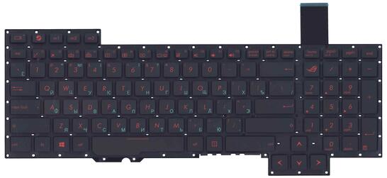 Клавиатура для ноутбука Asus G751, G751JM, G751JL, G751JT, G751JY с подсветкой (Light), Black, (No Frame) RU - фото 2
