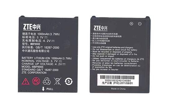 Аккумуляторная батарея для смартфона ZTE MBP890E R710 3.7V Black 1000mAh 3.7Wh Аккумуляторная батарея для смартфона ZTE MBP890E R710 3.7V Black 1000mAh 3.7Wh