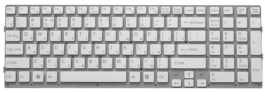 Клавиатура для ноутбука Sony Vaio (VPC-EС) White, (No Frame) RU Клавиатура для ноутбука Sony Vaio (VPC-EС) White, (No Frame) RU - фото 2