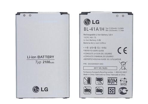 Аккумуляторная батарея для смартфона LG BL-41A1HB K200 3.8V Silver 2100mAh 8.0Wh Аккумуляторная батарея для смартфона LG BL-41A1HB K200 3.8V Silver 2100mAh 8.0Wh