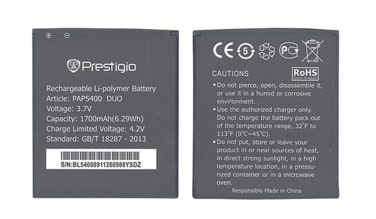 Аккумуляторная батарея для смартфона Prestigio PAP5400 5400 Multiphone 3.7V Black 1700mAh 6.29Wh