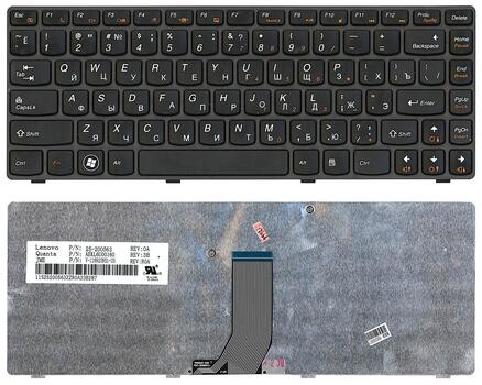 Клавиатура для ноутбука Lenovo IdeaPad (Z470, G470Ah, G470GH, Z370) Black, (Black Frame), RU