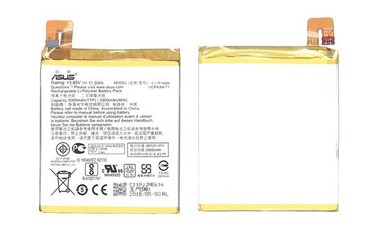 Аккумуляторная батарея для смартфона Asus C11P1606 ZenFone 3 Laser 3.85V Silver 2900mAh 11.17Wh Аккумуляторная батарея для смартфона Asus C11P1606 ZenFone 3 Laser 3.85V Silver 2900mAh 11.17Wh