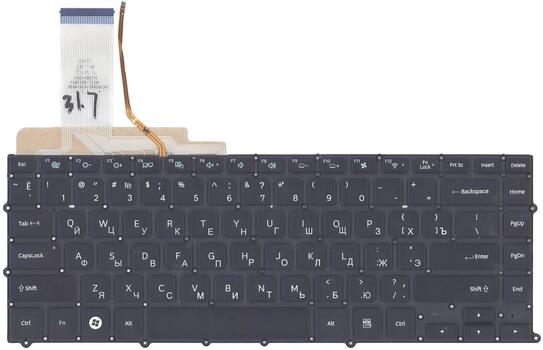 Клавиатура для ноутбука Samsung (NP900X4B, NP900X4C) с подсветкой (Light), Black, (No Frame), RU - фото 2