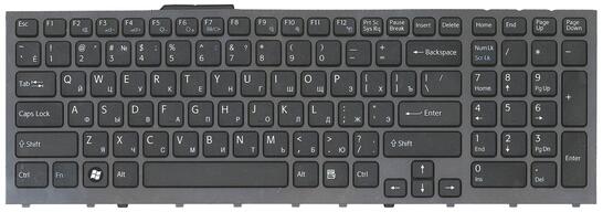 Клавиатура для ноутбука Sony Vaio (VPC-F11, VPC-F12, VPC-F13) Black, (Gray Frame) RU - фото 2