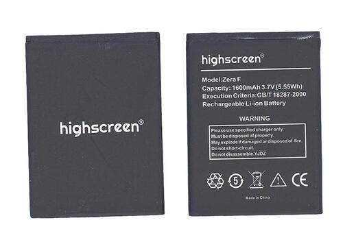 Аккумуляторная батарея для смартфона Highscreen GB/T 18287-2000 Zera F 3.7V Black 1600mAh 5.55Wh