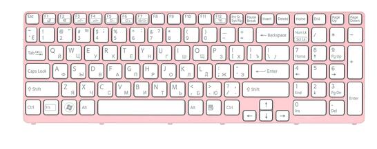 Клавиатура для ноутбука Sony Vaio (SVE17) White, с подсветкой (Light), (Pink Frame) RU - фото 2