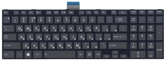 Клавиатура Toshiba Satellite (L50D-A, L70-A, S50-A, S50D-A, S70-A, S70D-A, S70T-A, S75-A, S75D-A, S75T-A)  Black, (Black Frame) RU - фото 2