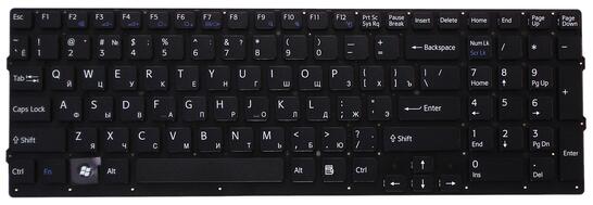 Клавиатура для ноутбука Sony Vaio (VPC-EС) Black, (No Frame) RU Клавиатура для ноутбука Sony Vaio (VPC-EС) Black, (No Frame) RU - фото 2