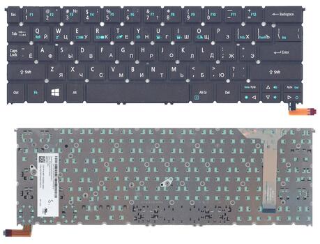 Клавиатура для ноутбука Acer Aspire R13 R7-371T, R7-371 Black, с подсветкой (Light), (No Frame), RU Клавиатура для ноутбука Acer Aspire R13 R7-371T, R7-371 Black, с подсветкой (Light), (No Frame), RU