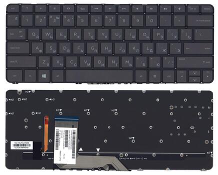 Клавиатура для ноутбука HP Spectre X360 (13-4000) Black с подсветкой (Light), (No Frame) RU