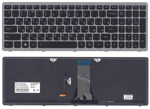 Клавиатурадля ноутбука Lenovo IdeaPad (G505S, Z510) с подсветкой (Light), Black, (Silver Frame), RU Клавиатурадля ноутбука Lenovo IdeaPad (G505S, Z510) с подсветкой (Light), Black, (Silver Frame), RU