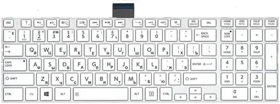 Клавиатура для ноутбука Toshiba Satellite (L50D-A, L70-A, S50-A, S50D-A, S70-A, S70D-A, S70T-A, S75-A, S75D-A, S75T-A)  White, (White Frame) RU - фото 2