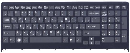 Клавиатура для ноутбука Sony Vaio (VPC-F219FC, VPC-F22 VPC-F23) с подсветкой (Light), Black, (Black Frame) RU - фото 2