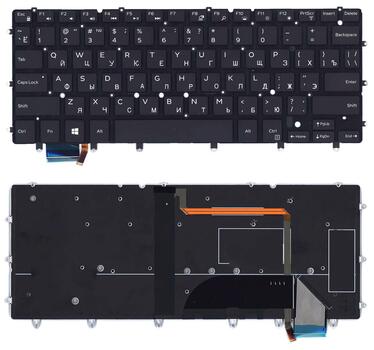 Клавиатура для ноутбука Dell XPS (13 9343) с подсветкой (Light), Black, (No Frame), RU