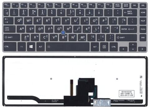 Клавиатура для ноутбука Toshiba Tecra (Z40) с подсветкой (Light), с указателем (Point Stick) Black, Gray Frame RU