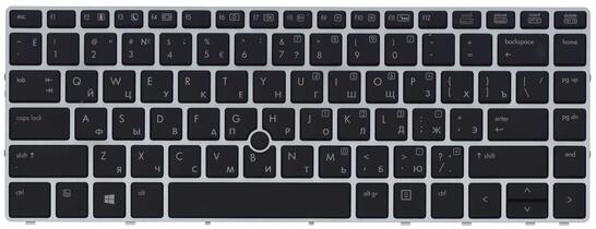 Клавиатура для ноутбука HP EliteBook Folio (9480M) с подсветкой (Light), с указателем (Point Stick), Black, (Silver Frame) RU - фото 2