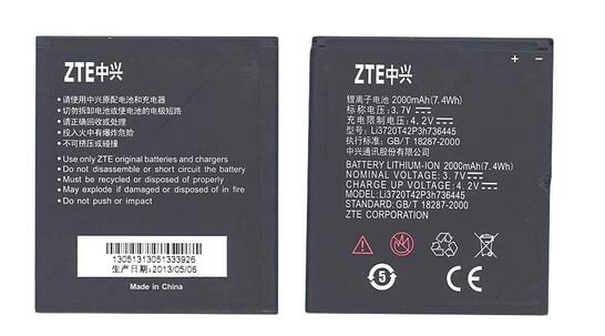 Аккумуляторная батарея для смартфона ZTE Li3702T42P3h736445 U887 3.7V Black 2000mAh 7.4Wh Аккумуляторная батарея для смартфона ZTE Li3702T42P3h736445 U887 3.7V Black 2000mAh 7.4Wh