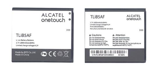 Аккумуляторная батарея для смартфона Alcatel TLIB5AF One Touch Pop C5 5036D 3.7V Black 1800mAh 6.66Wh Аккумуляторная батарея для смартфона Alcatel TLIB5AF One Touch Pop C5 5036D 3.7V Black 1800mAh 6.66Wh