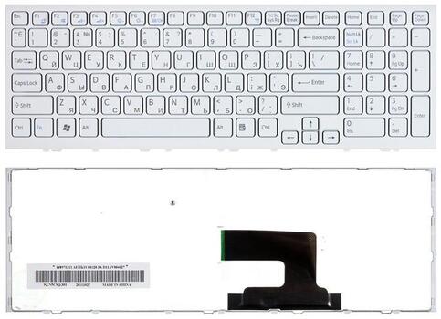 Клавиатура для ноутбука Sony Vaio (VPC-EH, VPCEH) White, (White Frame) RU