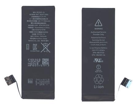 Аккумуляторная батарея для смартфона Apple 616-0720 iPhone 5S 3.8V Black 1560mAh 5.92Wh Аккумуляторная батарея для смартфона Apple 616-0720 iPhone 5S 3.8V Black 1560mAh 5.92Wh