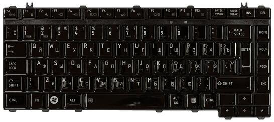 Клавиатура для ноутбука Toshiba Satellite (A200, A205, A300, A305, A400, A405, M200, M205, M300, M305, L200, L300, L305, L300D, L305D, L455, L450, L450D, L455D, Pro M200) Black, Glossy, RU (вертикальный энтер) - фото 2