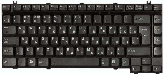 Клавиатура Toshiba Satellite (F20 F25 F30 G20 G25 G30 G35 Satellite A10 A15 A20 A25 A30 A40 A50 A55 A70 A75 A80 A100 A105 1400 1410 1900 2400 M30 M35 M40 M45 M50 M55 P10 P20 P30 ) Black, RU (вертикальный энтер) - фото 2
