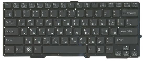 Клавиатура для ноутбука Sony (SVS13) с подсветкой (Light), Black, (No Frame) RU - фото 2