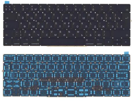 Клавиатура для ноутбука Apple A1706 2009/2010 Black, с подсветкой (No Frame) (большой Enter) RU