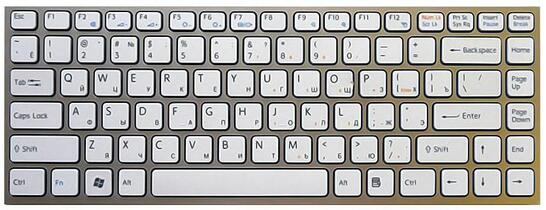 Клавиатура для ноутбука Sony Vaio (VPC-Y) White, (Silver Frame) RU - фото 2