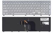 Клавиатура для ноутбука Dell Inspiron 17-7000 13-3737 17-7737 с подсветкой (Light) Silver, (Silver Frame), RU