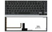 Клавіатура для ноутбука Toshiba Satellite (U900, U920T, U840, U800) з підсвіткою (Light), Black, (Gray Frame) RU