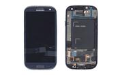 Матрица с тачскрином (модуль) для Samsung Galaxy S3 Duos GT-I9300I синий с рамкой