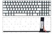 Клавиатура для ноутбука Asus (N550) с подсветкой (Light), Silver, (No Frame) RU/EN