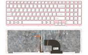 Клавиатура для ноутбука Sony Vaio (SVE17) White, с подсветкой (Light), (Pink Frame) RU