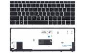 Клавиатура для ноутбука HP EliteBook Folio (9480M) с подсветкой (Light), с указателем (Point Stick), Black, (Silver Frame) RU