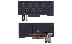 Клавиатура для ноутбука Lenovo ThinkPad E480 с подсветкой (Light), с указателем (Point Stick), Black, (Black Frame), RU