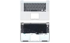 Клавиатура для ноутбука Apple MacBook Pro (A1398) Black, (Silver TopCase), RU (горизонтальный энтер)