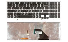 Клавіатура для ноутбука Sony Vaio (VPC-F11, VPC-F12 VPC-F13) з підсвіткою (Light), Black, (Silver Frame) RU