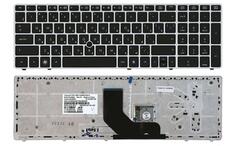 Клавиатура для ноутбука HP Probook 6560b, 6565b, 6570B, 6575B, Elitebook 8560p, 8570p, 8570w с указателем (Point Stick), Black, (Silver Frame) RU