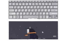 Клавиатура для ноутбука Sony (SVF14N FIT, SVF14, SVF14a) с подсветкой (Light), Silver, (No Frame) RU