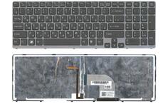 Клавиатура для ноутбука Sony Vaio (SVE17) с подсветкой (Light), Black, (Gray Frame) RU