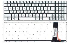 Клавиатура для ноутбука Asus (N550) с подсветкой (Light), Silver, (No Frame) RU/EN