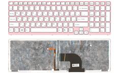 Клавиатура для ноутбука Sony Vaio (SVE17) White, с подсветкой (Light), (Pink Frame) RU