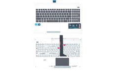 Клавиатура для ноутбука Asus X501A Black, (White TopCase), RU