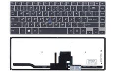 Клавиатура для ноутбука Toshiba Tecra (Z40) с подсветкой (Light), с указателем (Point Stick) Black, Gray Frame RU